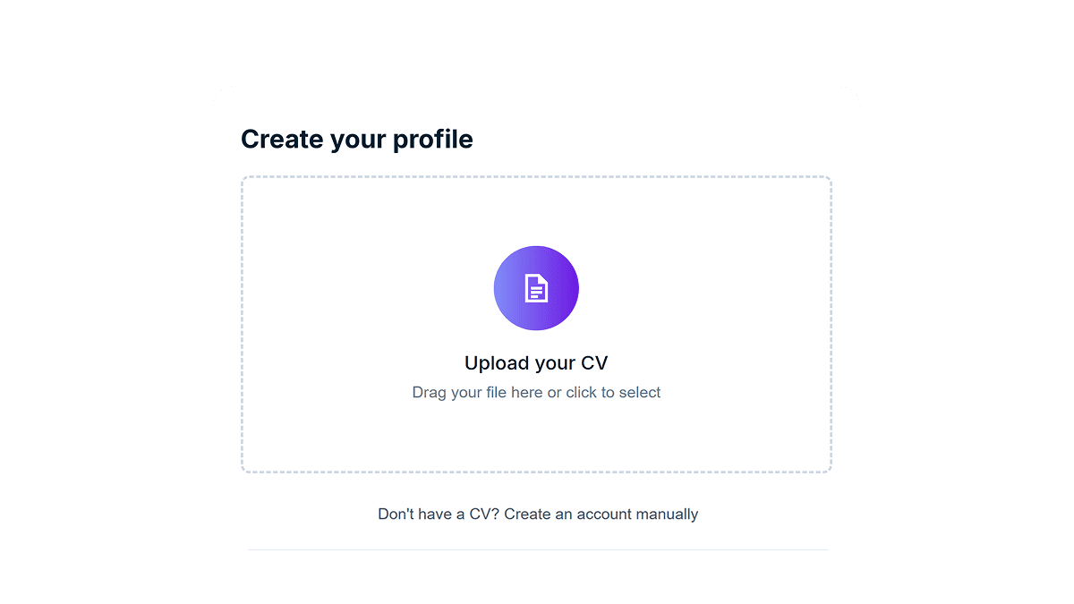 Talently profile creation interface